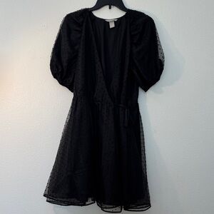 H&M Black Mini Dress with Sheer Sleeves